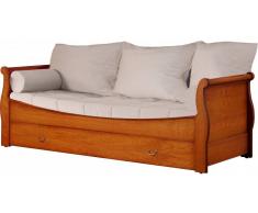 Lit gigogne merisier 90 x 200 et pack literie Ivoire