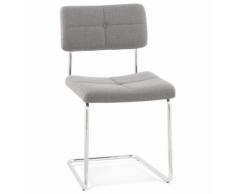 Chaise design capitonnée 'EDDY' en tissu gris