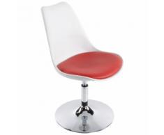 Chaise moderne pivotante 'QUEEN' réglable blanche et rouge