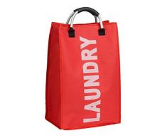 Premier Housewares 1901082 Panier à Linge avec Poignée Polyester/Aluminium Écriture en Blanc/Rouge