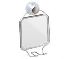 InterDesign 27275EU Turn-N-Lock Miroir-Ventouse de Douche avec Crochet de Rangement Argent