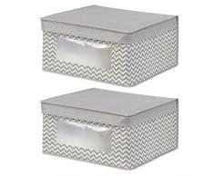 InterDesign 04271M2EU Chevron Boîte de Rangement Pliable Moyen Plastique Taupe/Naturel