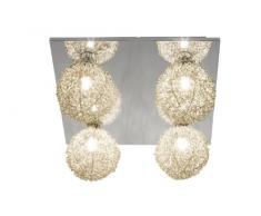 Brilliant AG G93963/77 Gabano Plafonnier LED avec Variation de Couleurs Métal 28 W G9 Chrome/Aluminium