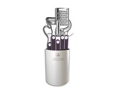 Laguiole Evolution 448260 Bloc de 6 Ustensiles de Cuisine Laguiole Acidulé avec Manche Inox Bleu marine 12 x 12 x 26 cm