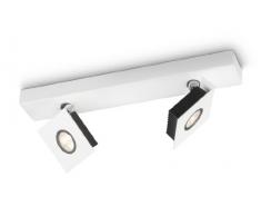 Philips Ledino Plafonnier Réglette LED Métal Blanc 2 x 75 W