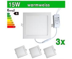 3 x LEDVero ULTRASLIM Panneau LED SMD 2835 15 W carré Lampe Plafonnier encastrable lumière spot blanc chaud sp208