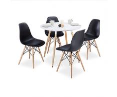 Relaxdays Chaise salle à manger design retro vintage assise rembourrée lot de 4 H x l x P: 82 x 47 x 55 cm cuisine moderne bureau, noir