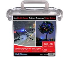 WeRChristmas Guirlande lumineuse dextérieur 100 LED avec minuteur Fonctionnement à piles Multicolore 10 m