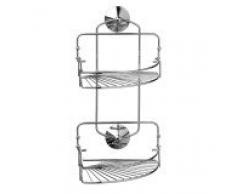 Premier Housewares 1601381 Panier de Douche dAngle de 2 Étages Pliant avec Fixation dAspiration Finition Chromée