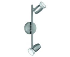 Reality|Trio Plafonnier LED 2 spots sur rail, nickel, 5W, 30cm