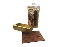 Silikomart 25.057.99.0063 Moule à Bûche Silicone avec Tapis Effet Bois Or/Marron 25 x 9 x 7 cm