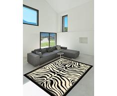 Un Amour de Tapis 3311 Zèbre Tapis Moderne Polypropylène Noir et blanc cassé 160 x 230 cm