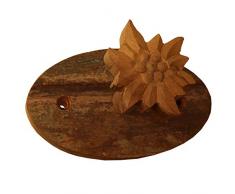 Les Sculpteurs du Lac BR109 Porte Manteau avec 1 Patère Edelweiss Bois Vieux 17 x 10 x 6 cm