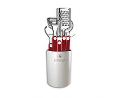 Laguiole Evolution 448261 Bloc de 6 Ustensiles de Cuisine Laguiole Acidulé avec Manche Carbone/Inox Rouge 12 x 12 x 26 cm