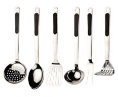 BergHOFF 2800850 Lot de 7 Ustensiles de cuisine Acier Inoxydable/Polypropylène Noir 12 x 9 x 37 cm