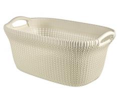 Curver 03677-X64-00 Knit Panier à linge Plastique Blanc 59,5 x 38,5 x 27 cm 40 L