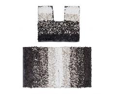 Relaxdays Tapis salle de bain WC douche baignoire lot de 2 tapis motifs paper shabby design 80 x 50 cm lavable, marron / beige