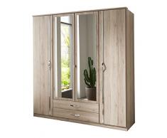 Wimex 064453 Duo Armoire 4 Portes Battantes avec 2 Miroirs Bois Chêne San Remo 58 x 180 x 198 cm