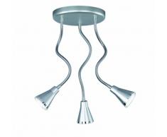Reality Leuchten R62713187 Plafonnier LED avec 3 bras flexibles et 3 ampoules LED SMD 5 W 240 lm 3000 K Titane ø 21 cm