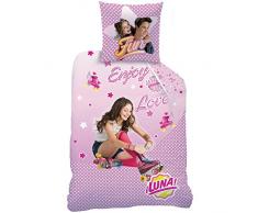 CTI 044201 Housse de Couette Soy Luna Roller Enfant Coton Rose 200 x 140 cm + Taie 63 x 63 cm