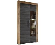 Maisonnerie 1111-132-59 Vitrine Armoire Noyer Satin Décor Touchwood Décor LxHxP 89x210x34 cm