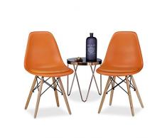 Relaxdays Chaise salle à manger design retro ARVID assise rembourrée lot de 2 moderne HxlxP: 82 x 47 x 55 cm, orange