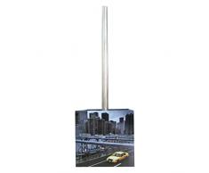 MSV 140578 Pot à Balai Motif New York MDF/Inox 11 x 11 x 37 cm