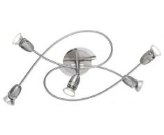 Trio Leuchten 628710507 Plafonnier 5 LED GU10 2,5 W (incluses) en nickel mat et chromé 58 x 35 cm