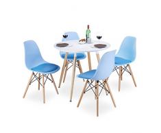 Relaxdays Chaise salle à manger design retro vintage assise rembourrée lot de 4 H x l x P: 82 x 47 x 55 cm cuisine moderne bureau, bleu