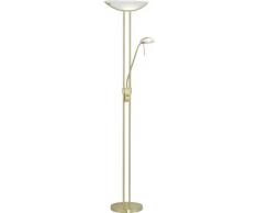 Eglo 85973 Lampe sur pied BAYA et liseuse en laiton mat et verre satiné avec 1 ampoule HV R7S 300 W et 1 ampoule G9 40 W, variateurs dintensité individuels, hauteur 180 cm diamètre 44 cm socle ø 28 cm