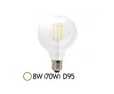 Vision-EL Ampoule Led 8W (70W) FILAMENT E27 Globe clair D95 Blanc jour 4000°K