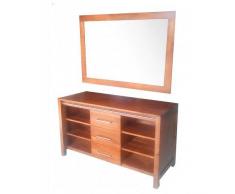 BAIN ET TECK Salle de bain en teck Rean Natural vernis et son miroir