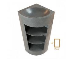 BAIN ET TECK Salle de bain d'angle Shiva grise et son miroir