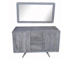 BAIN ET TECK Salle de bain en teck Antica Grey et son miroir en teck Grey