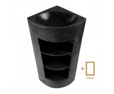 BAIN ET TECK Salle de bain d'angle Shiva noire et son miroir