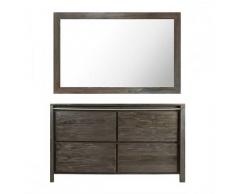 BAIN ET TECK Salle de bain en teck Sirocco double grey et son miroir