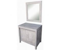 BAIN ET TECK Salle de bain en teck Grey Island solo avec son miroir en teck