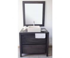 BAIN ET TECK Salle de bain en teck Sirocco grey solo et son miroir teck Solo