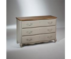 Commode, plateau chêne, 3 tiroirs, SERRENA grise,
