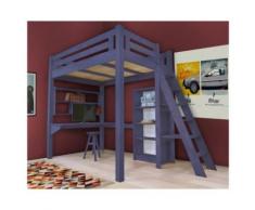 Lit Mezzanine Alpage bois + échelle hauteur réglable, 160 x 200 cm