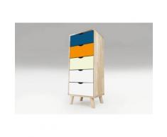 Chiffonnier 5 tiroirs Viking Scandinave bois,