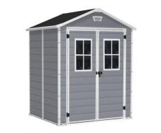 Abri de 3 m² double porte gris avec fenêtres CHALET & JARDIN,