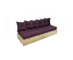 Banquette Prune cube + futon + coussins,