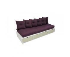 Banquette Prune cube + futon + coussins,