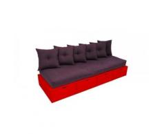 Banquette Prune cube + futon + coussins,
