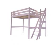 Lit Mezzanine Sylvia avec escalier de meunier bois, 160 x 200 cm