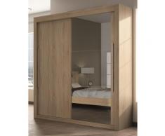 Armoire porte bois + porte miroir H220 cm Deborah, 150 cm
