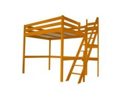 Lit Mezzanine Sylvia avec escalier de meunier bois, 160 x 200 cm
