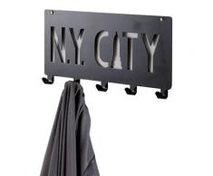 Patère à fixer «N.Y. City » noire,