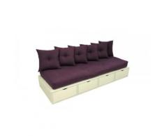 Banquette Prune cube + futon + coussins,
